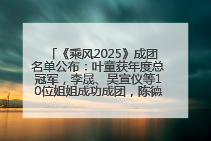 《乘风2025》成团名单公布：叶童获年度总冠军，李晟、吴宣仪等10位姐姐成功成团，陈德容获年度高光人物