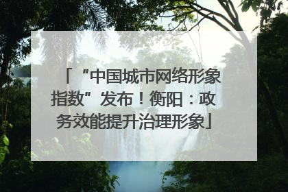 “中国城市网络形象指数”发布！衡阳：政务效能提升治理形象
