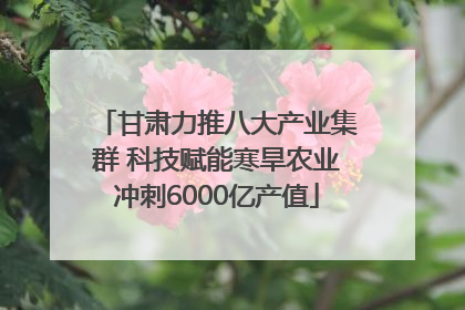 甘肃力推八大产业集群 科技赋能寒旱农业冲刺6000亿产值