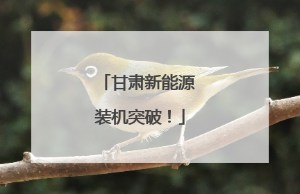 甘肃新能源装机突破！