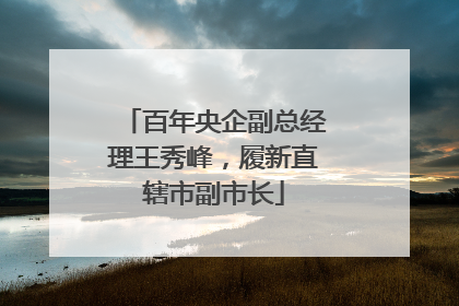 百年央企副总经理王秀峰，履新直辖市副市长