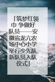 筑梦红领巾 争做好队员——安徽省龙亢农场中心小学举行少先队新队员入队仪式