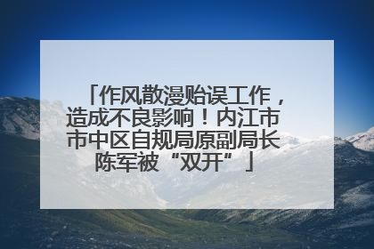 作风散漫贻误工作，造成不良影响！内江市市中区自规局原副局长陈军被“双开”