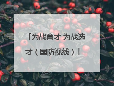 为战育才 为战选才（国防视线）