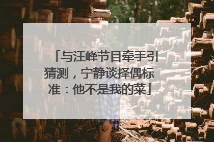 与汪峰节目牵手引猜测，宁静谈择偶标准：他不是我的菜
