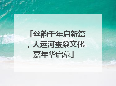 丝韵千年启新篇，大运河蚕桑文化嘉年华启幕