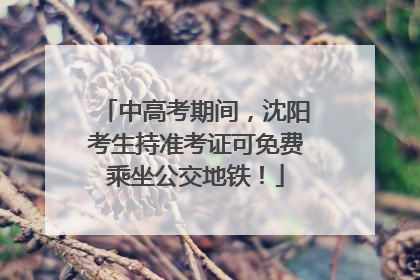 中高考期间，沈阳考生持准考证可免费乘坐公交地铁！