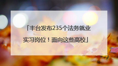丰台发布235个法务就业实习岗位！面向这些高校