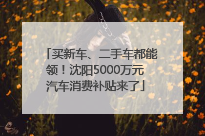 买新车、二手车都能领！沈阳5000万元汽车消费补贴来了