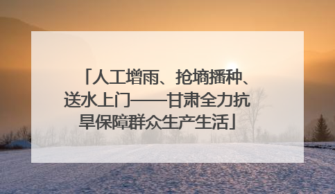 人工增雨、抢墒播种、送水上门——甘肃全力抗旱保障群众生产生活