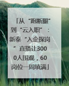 从“跑断腿”到“云入职”：新泰“入企探岗”直播让3000人围观，60岗位一周填满