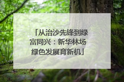 从治沙先锋到绿富同兴：新华林场绿色发展育新机