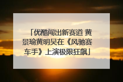 优酷闯出新赛道 黄景瑜黄明昊在《风驰赛车手》上演极限狂飙