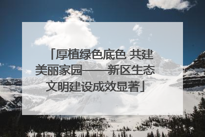 厚植绿色底色 共建美丽家园——新区生态文明建设成效显著