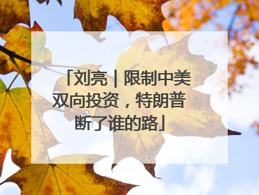 刘亮｜限制中美双向投资，特朗普断了谁的路