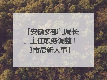 安徽多部门局长、主任职务调整！3市最新人事