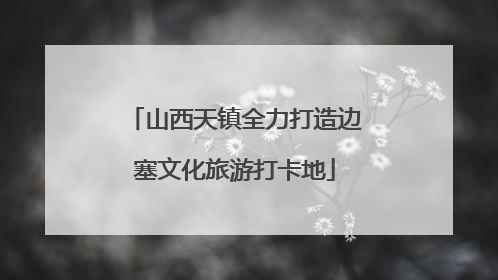 山西天镇全力打造边塞文化旅游打卡地