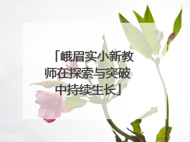 峨眉实小新教师在探索与突破中持续生长
