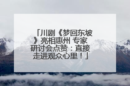 川剧《梦回东坡》亮相惠州 专家研讨会点赞：直接走进观众心里！