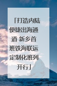 打造内陆便捷出海通道 新乡首班铁海联运定制化班列开行