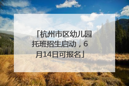 杭州市区幼儿园托班招生启动，6月14日可报名