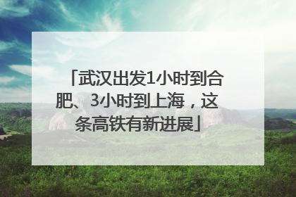 武汉出发1小时到合肥、3小时到上海，这条高铁有新进展
