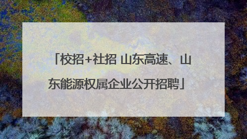 校招+社招 山东高速、山东能源权属企业公开招聘