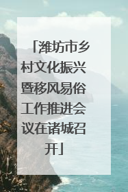 潍坊市乡村文化振兴暨移风易俗工作推进会议在诸城召开