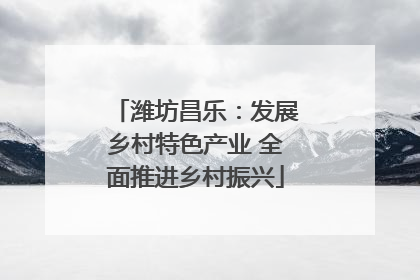 潍坊昌乐：发展乡村特色产业 全面推进乡村振兴