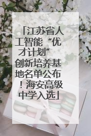 江苏省人工智能“优才计划” 创新培养基地名单公布！海安高级中学入选
