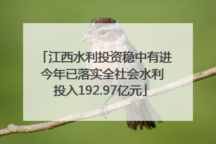 江西水利投资稳中有进 今年已落实全社会水利投入192.97亿元