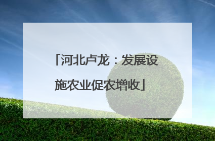 河北卢龙：发展设施农业促农增收