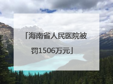 海南省人民医院被罚1506万元