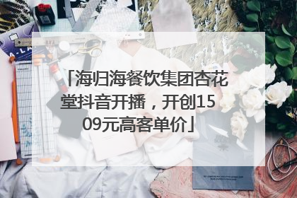 海归海餐饮集团杏花堂抖音开播，开创1509元高客单价