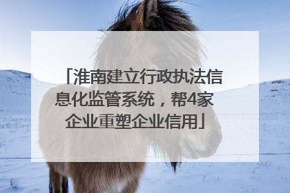 淮南建立行政执法信息化监管系统，帮4家企业重塑企业信用