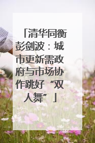 清华同衡彭剑波：城市更新需政府与市场协作跳好“双人舞”