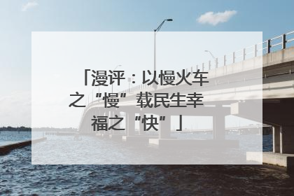 漫评：以慢火车之“慢”载民生幸福之“快”