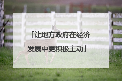 让地方政府在经济发展中更积极主动