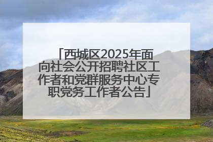西城区2025年面向社会公开招聘社区工作者和党群服务中心专职党务工作者公告