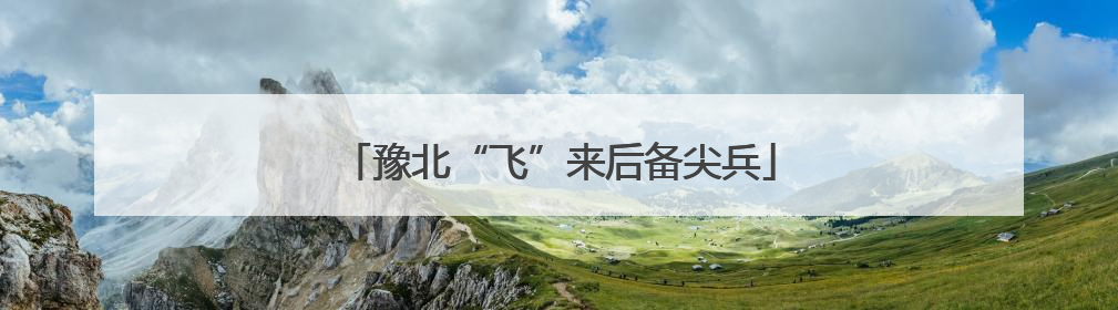 豫北“飞”来后备尖兵
