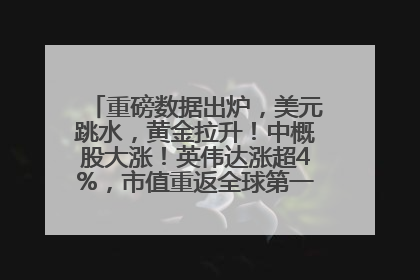 重磅数据出炉，美元跳水，黄金拉升！中概股大涨！英伟达涨超4%，市值重返全球第一！黄仁勋计划出售至多600万股股票
