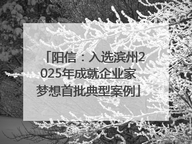 阳信：入选滨州2025年成就企业家梦想首批典型案例