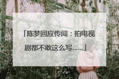 陈梦回应传闻：拍电视剧都不敢这么写……