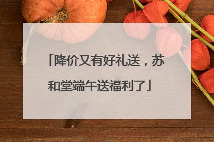 降价又有好礼送，苏和堂端午送福利了