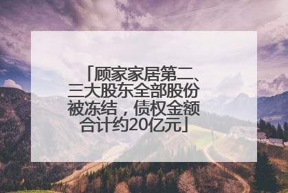 顾家家居第二、三大股东全部股份被冻结，债权金额合计约20亿元