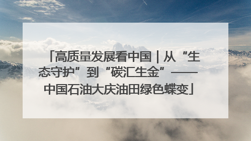 高质量发展看中国｜从“生态守护”到“碳汇生金”——中国石油大庆油田绿色蝶变