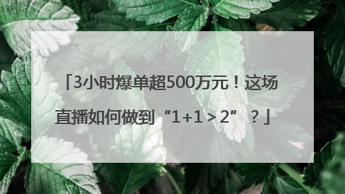 3小时爆单超500万元！这场直播如何做到“1+1＞2”？