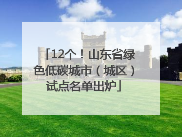 12个！山东省绿色低碳城市（城区）试点名单出炉